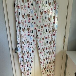 Holiday Reindeer Unisex Pajama Pants - White